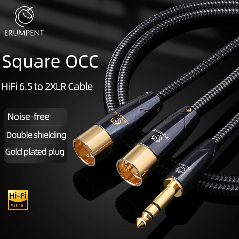 

ERUMPENT HiFi 6,5 до 2XLR Aduio кабель Hi-end 6,35 TRS сбалансированный 2XLR штекер 3-контактный кабель для миксера усилителя мощности AMP