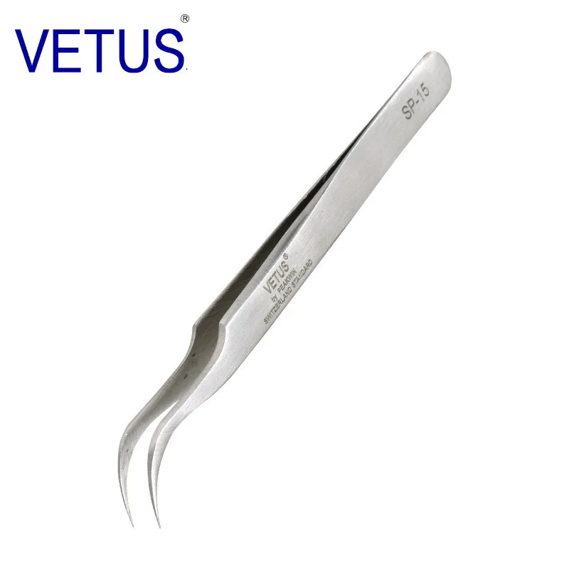 Pinzette Antistatiche Vetus TS-15 ESD Curve | Precisione Per Gioielli E Riparazione Smartphone | Punte Fini E Resistenza Agli Acidi