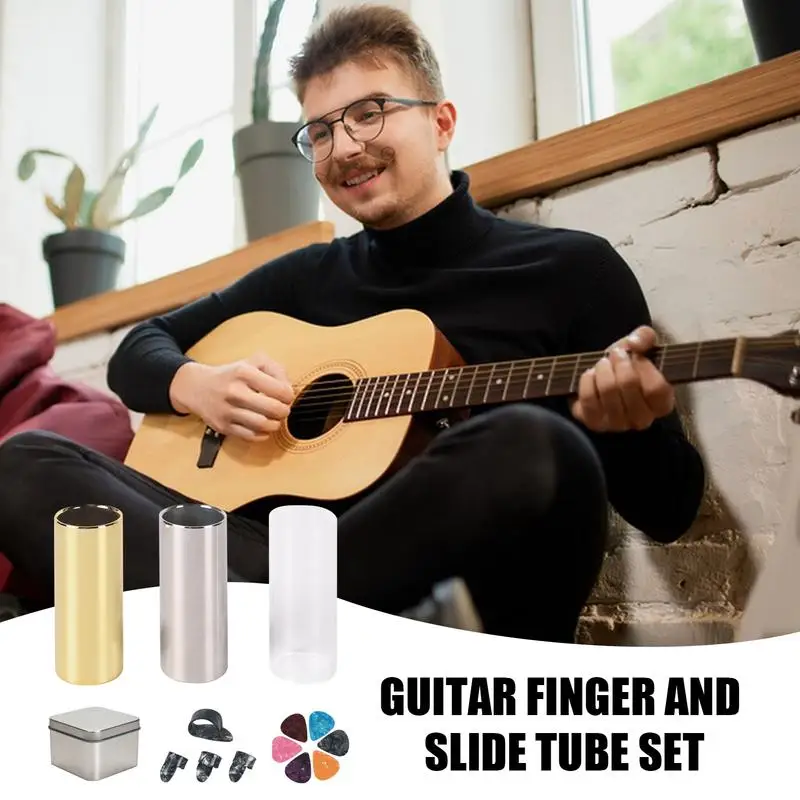 Guitar Finger Slide 60mm Acoustic Guitar Slide Music Instrument Accessories Kit For Live Performance And Practice Tone