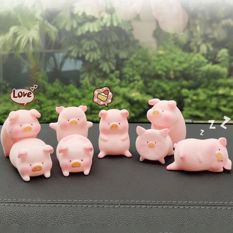 Miniature ornament miniature figurines ornament crafts Cute cartoon bauble pig Kawaii toy piggy little pigs mini model car desktop ornament living room decoration birthday gift