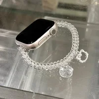 Bracelet de téléphone élastique KT Transparent, compatible avec iWatch, 38mm 40mm 41mm 42mm 44mm 45mm 49mm, bracelet fait à la main à la mode 3
