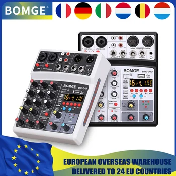 BOMGE 4 channel 16 DSP Echo dj audio sound mixer interface mixing console karaoke with MP3 USB Bluetooth Stereo recording 1