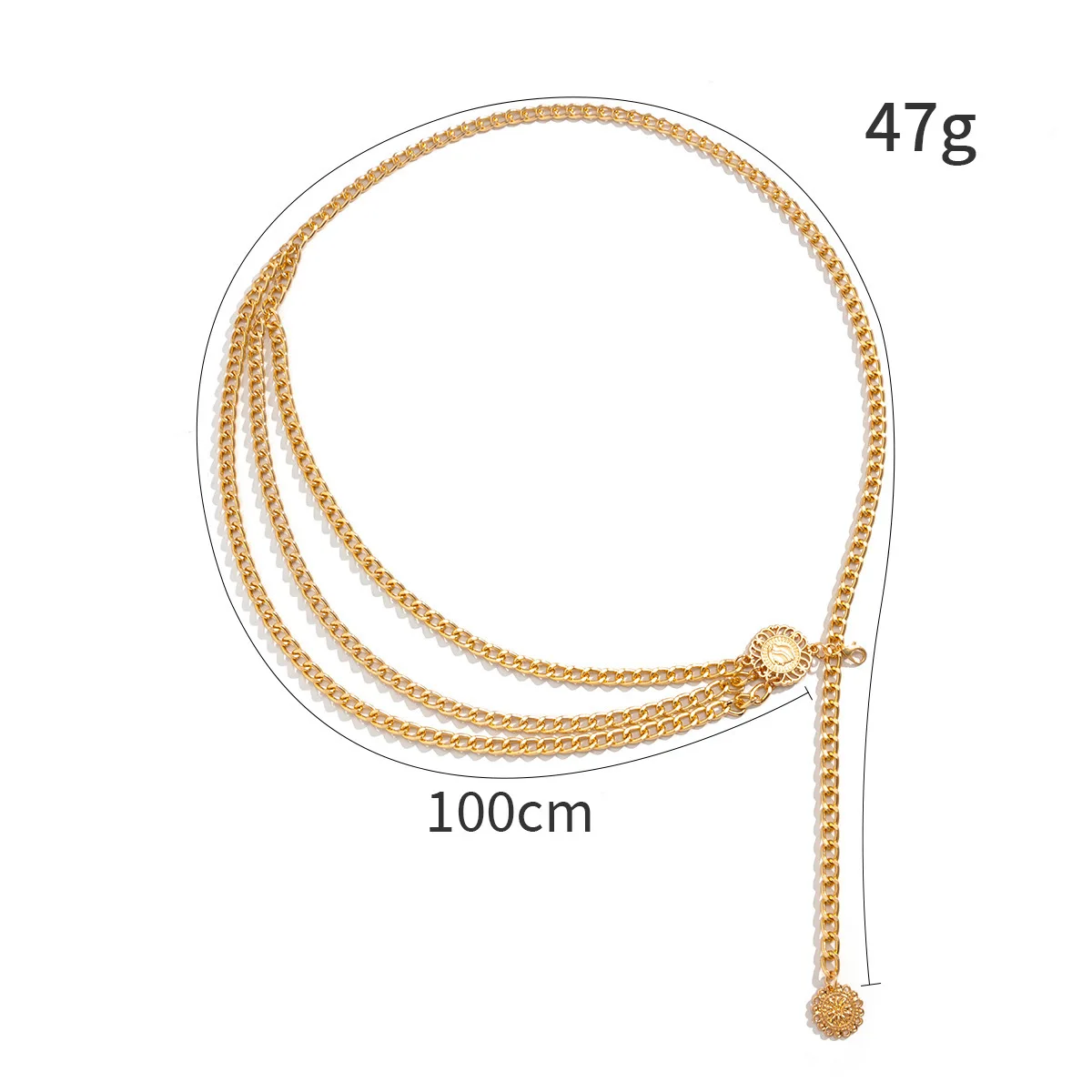 European and American Women's Alloy Multi-layer Exaggerated Body Chain Trendy Retro Queen Head Pendant Versatile Waist Chain