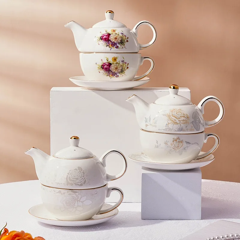 

Элегантная портативная керамическая кофейная чашка и блюдце, чайник для мам и детей, чайник, десерт, одинарный набор для послеобеденного чая