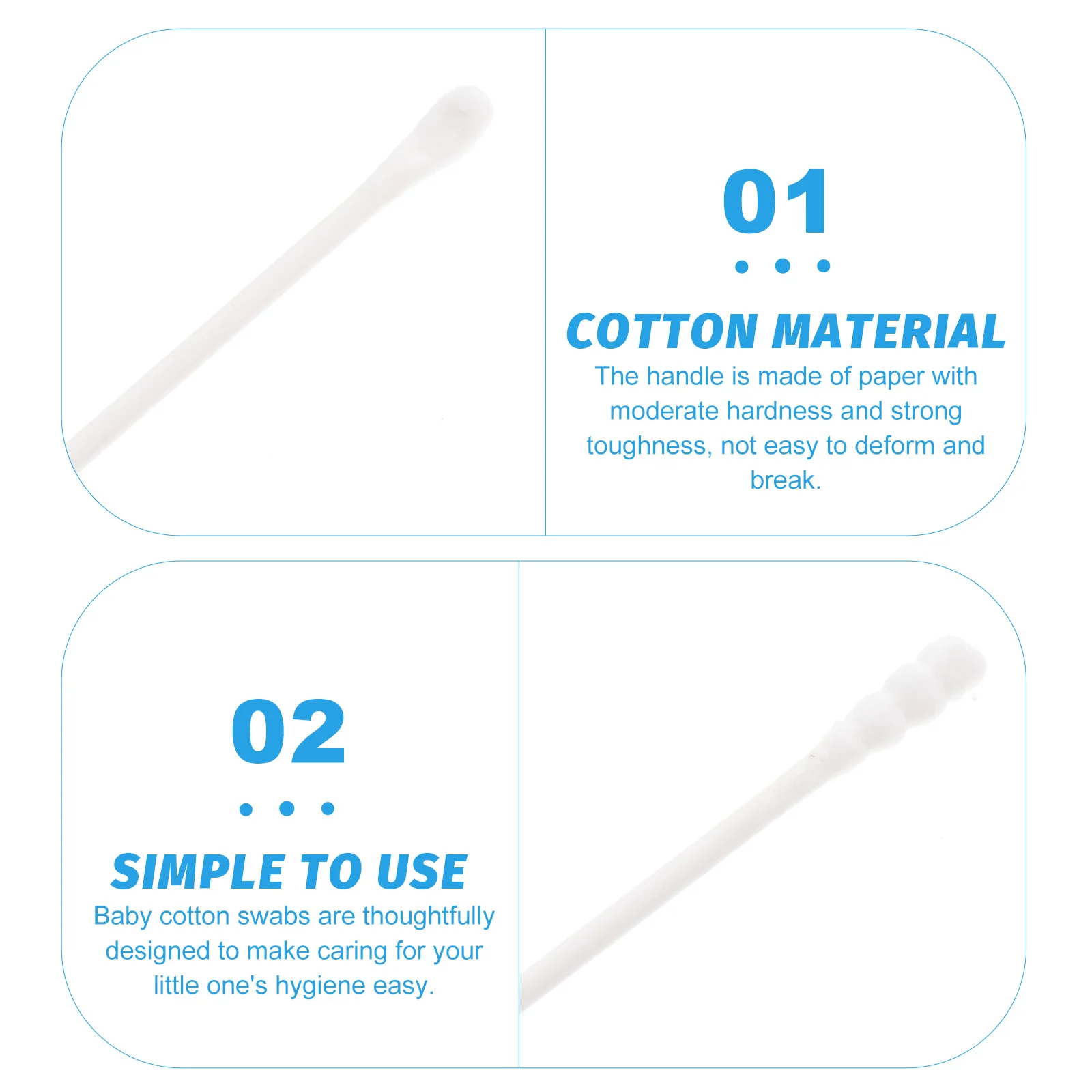 400PCS/2 Boxes Infant Nose Swabs Paper Sticks Cotton Buds Cleaning Ear Cord Infant Cleaning Sticks