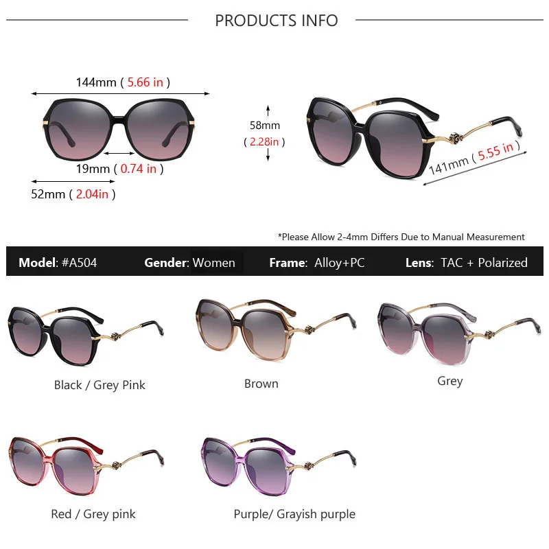 AOWEAR Übergroße polarisierte Sonnenbrille Damen 2022 Modische Verlaufsgläser Brille Damen Blumenrahmen Vintage_voghion.com