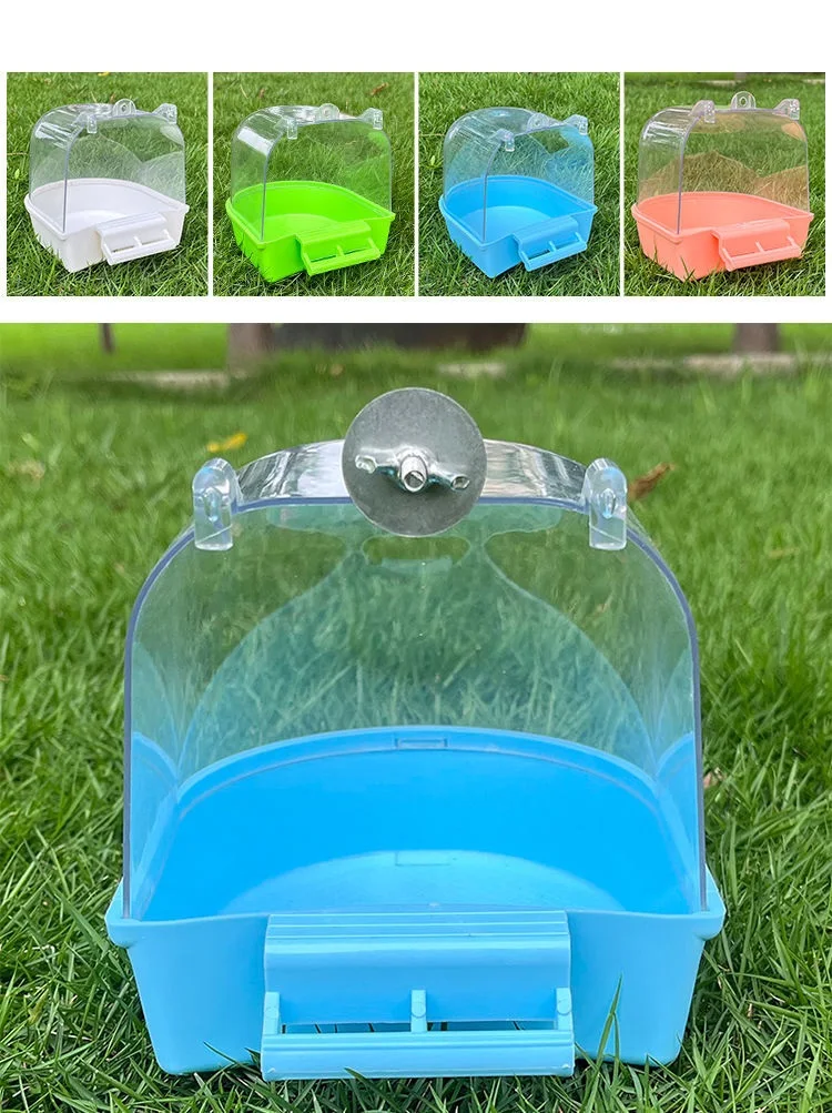 Hanging Bird Bath Cube with Fixed Screws Parrots Bathtub Bath Shower Box Cage Accessory for Bird Water box