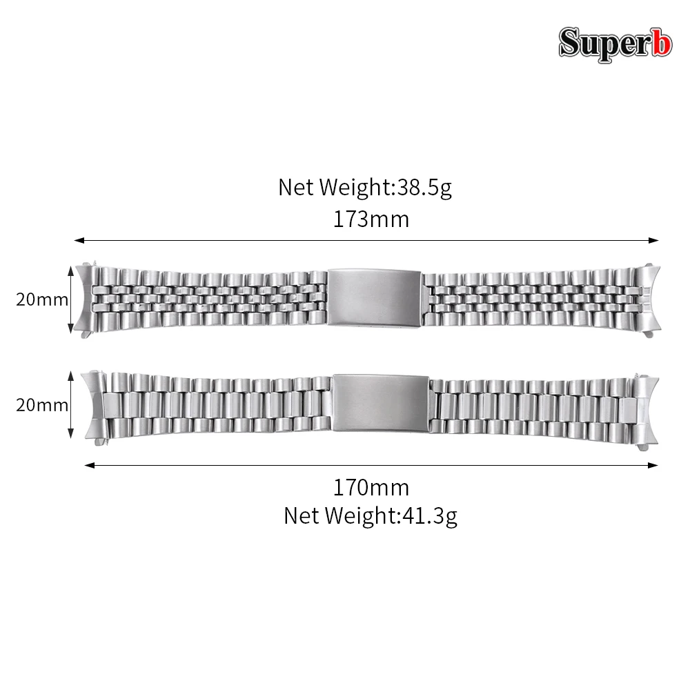Solid Stainless Steel Curved End Metal Watch Band Bracelet