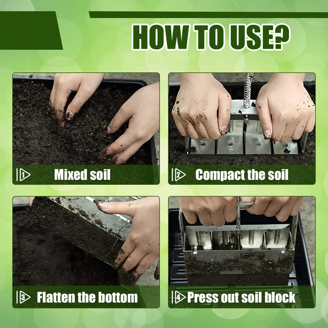Talajblokk-Készítő Mikrokalap-Blokkoló Készlet Kézi Ergonómiai Talaj Blokkoló Szerszám Rozsdamentes Acél Növényi Transzplantációs Palánták - Image 3