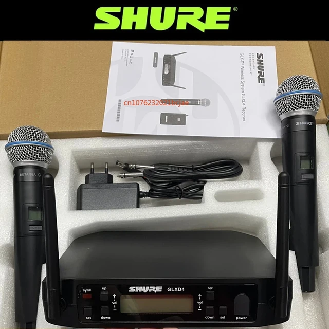 Shureワイヤレスハンドヘルドマイクセット,Shure glxd,4ベータ,58a,2 