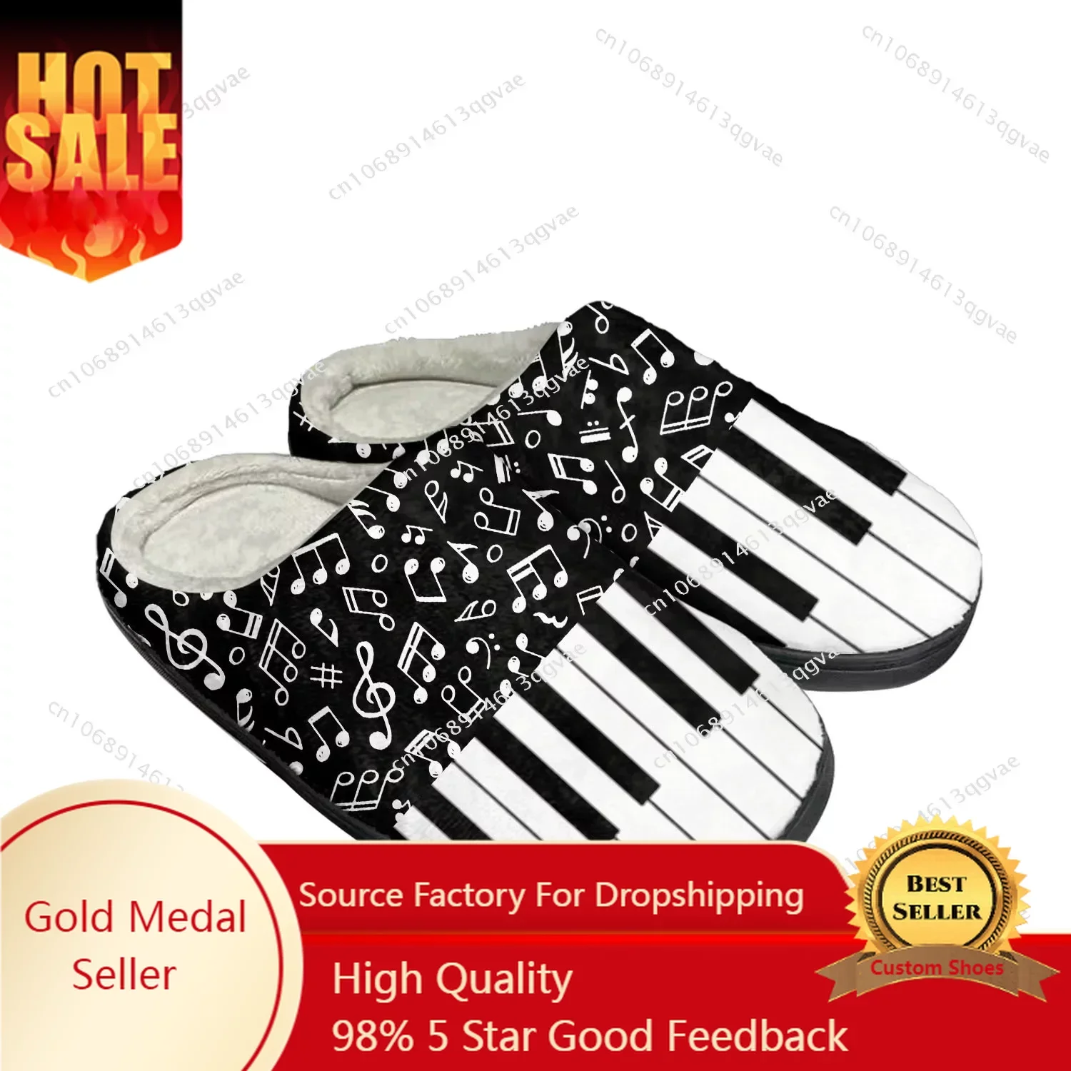 Musical Notes Cartoon Pattern Home Cotton Custom Slippers Mens Womens Sandals Plush Bedroom Keep Warm Shoe Thermal Slipper