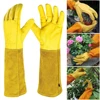 1 Pair Long Thorn Proof Rose Pruning Gloves Breathable Gardening Gloves Leather Labor Protection Long Elbow Gloves for Women Men 2