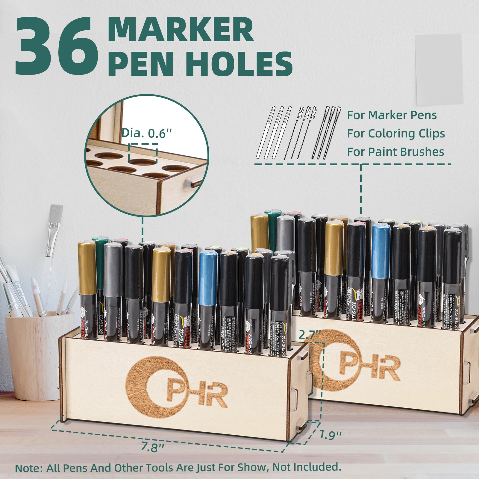 OPHIR 목재 아크릴 페인트 랙, 마크 펜 보관 랙 MG062