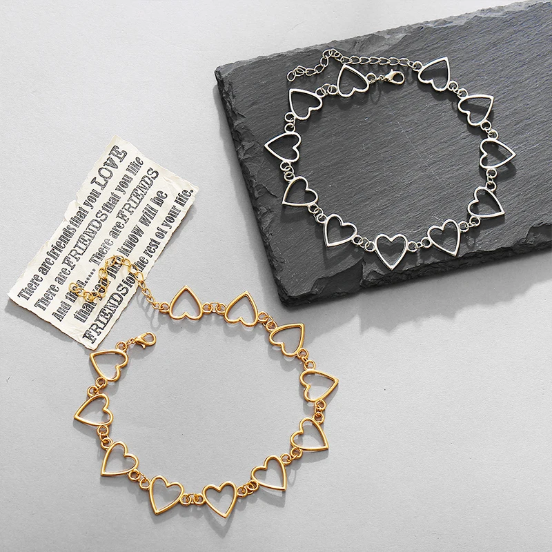 Women Jewelry Korean Hollow Heart Choker Necklace
