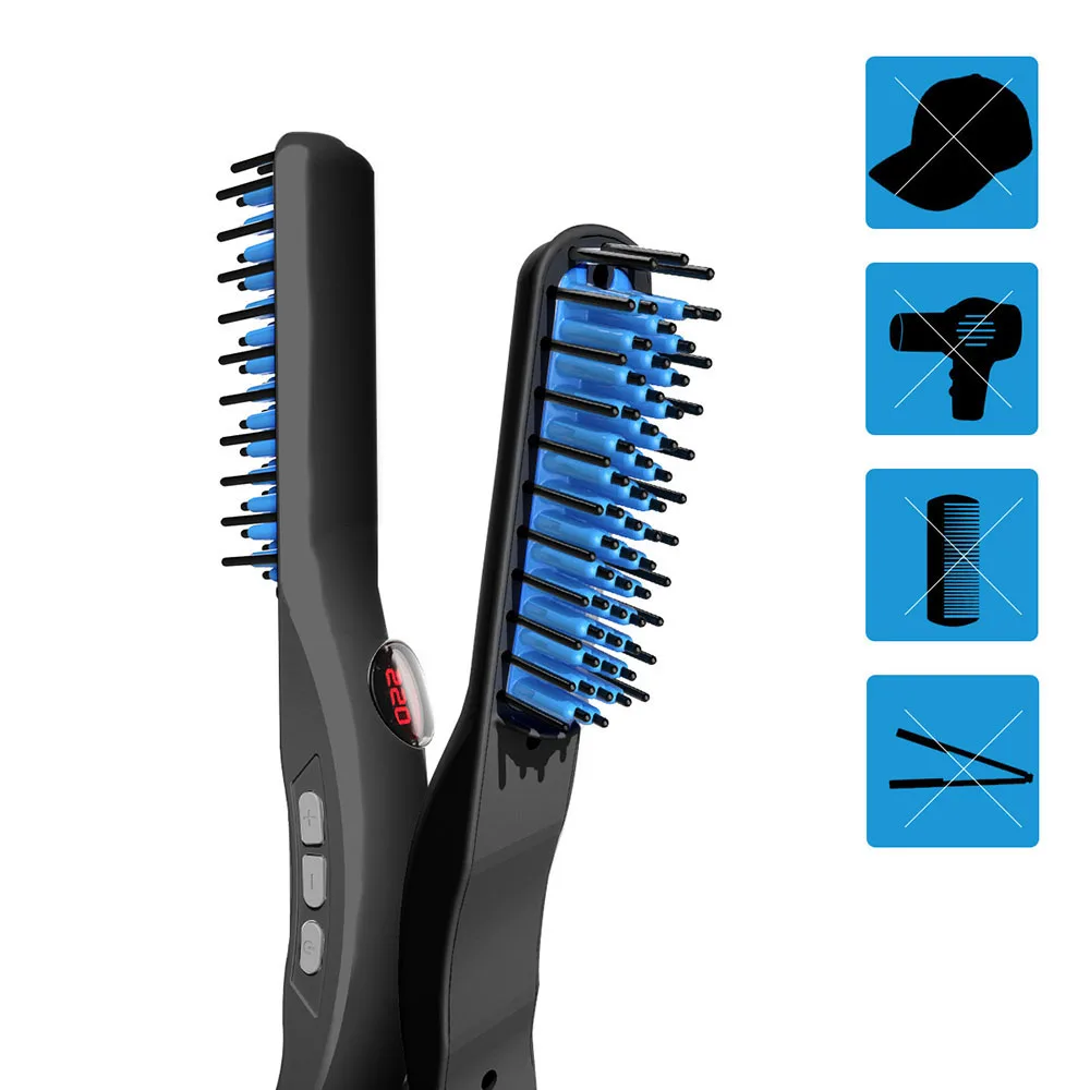 Hair Straight Brush Beard Comb Men Women Anti-scald LCD   Brushes Ceramic Roll Hot Combs ener 360 Rotatable 3