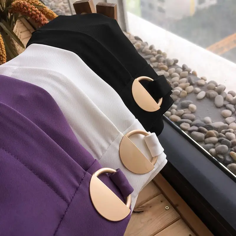 Casual All-match Solid Color Cropped Suit Pants Summer New Women's Clothing Simplicity Commute Loose High Waist Harem Trousers