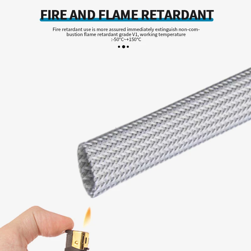 Braided Mesh Tube Flame Retardant Nylon Snakeskin Mesh PET Retractable Shockproof Colour Encrypted Wire and Cable Protection