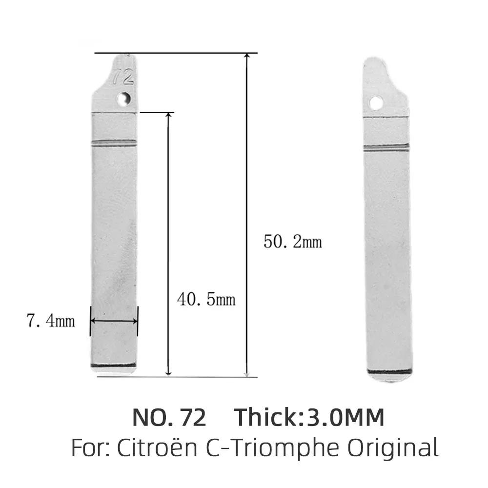 10pcs #72 Metal Uncut Blank Flip Remote Key Blade For Citroěn C-Triomphe Original