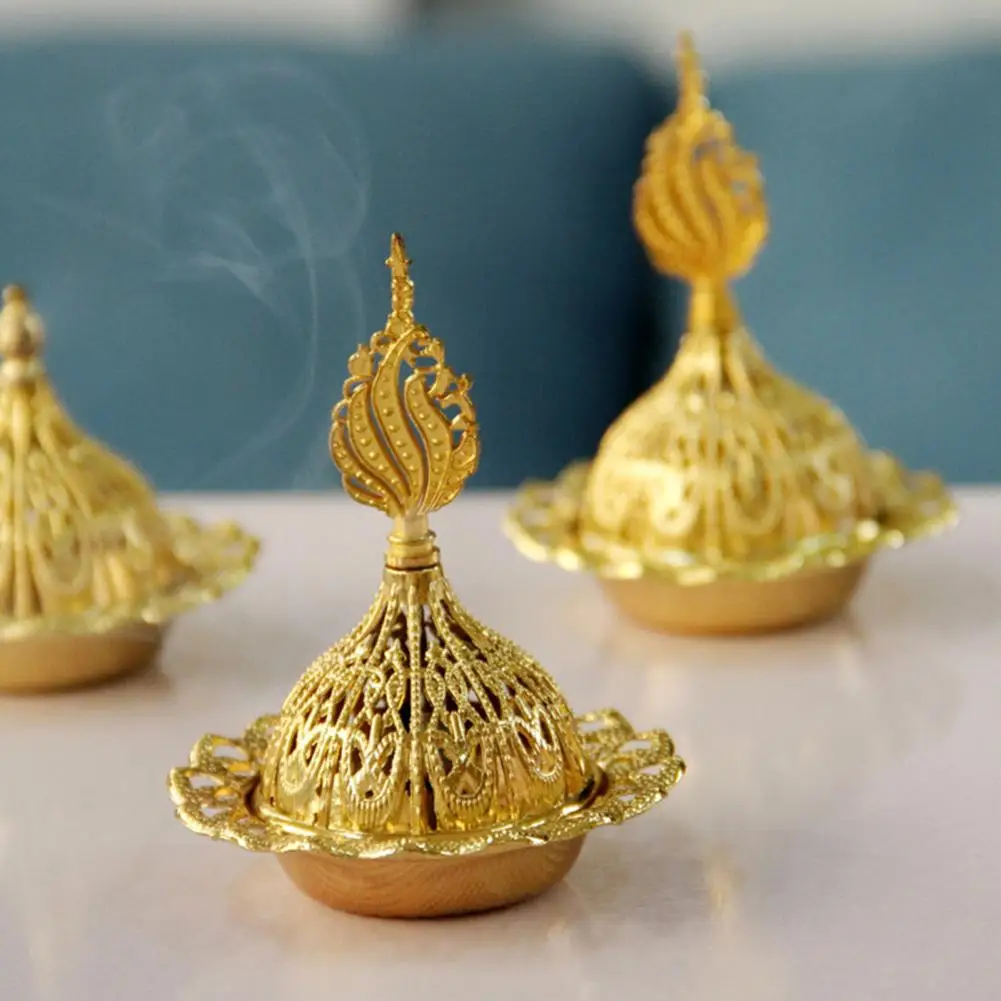 Fancy Incense Burner Holder Compact Realistic Metal Eye Catching Gold