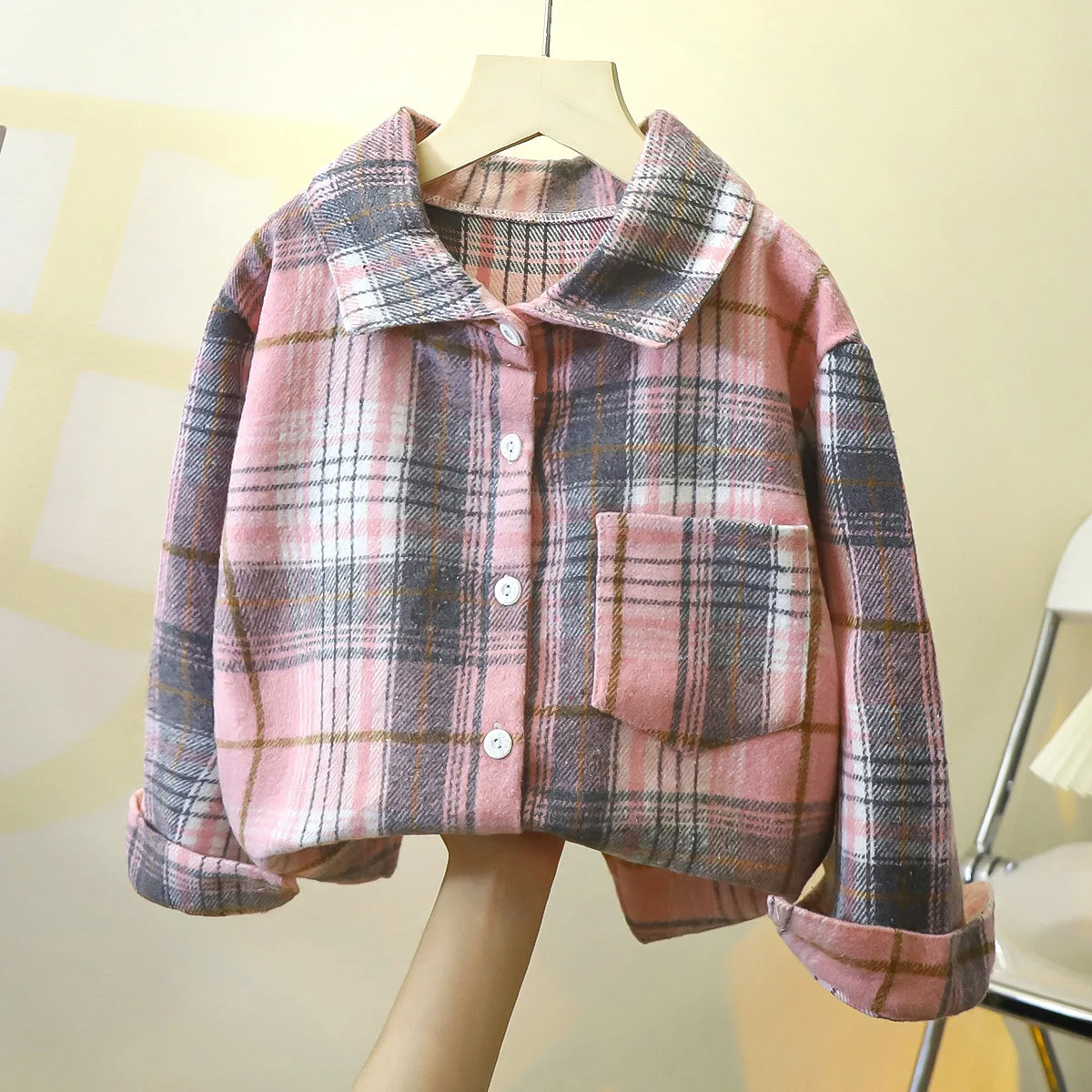 Baby Cotton Plaid Shirt Jacket Boys Girls Casual Shirt Outerwear Clothes Kids Autumn Long Sleeve Button Cardigan Jacket Coat