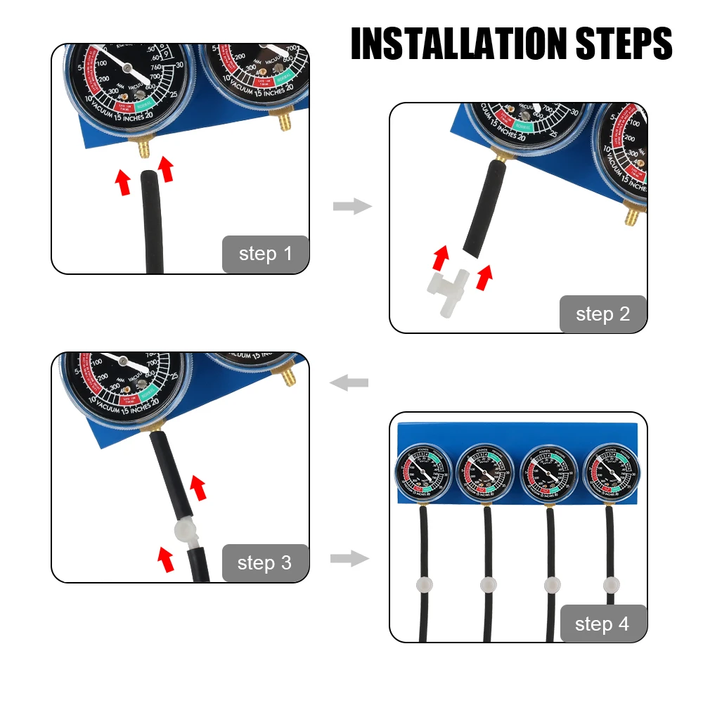 Motorcycle Fuel Carburetor Synchronizer Synchronizer Tool with Hose For 4 Cylinder Engines Machines Vacuum Balancer Gauge 3