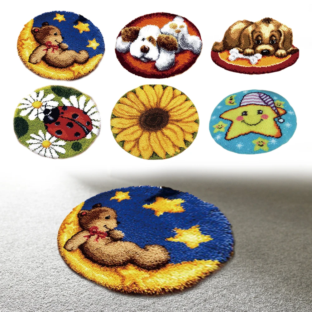 Latch Hook Rug Kits DIY Rug Crochet Yarn Kits DIY Carpet Needlework Embroidery Creative Gift Home Decoration
