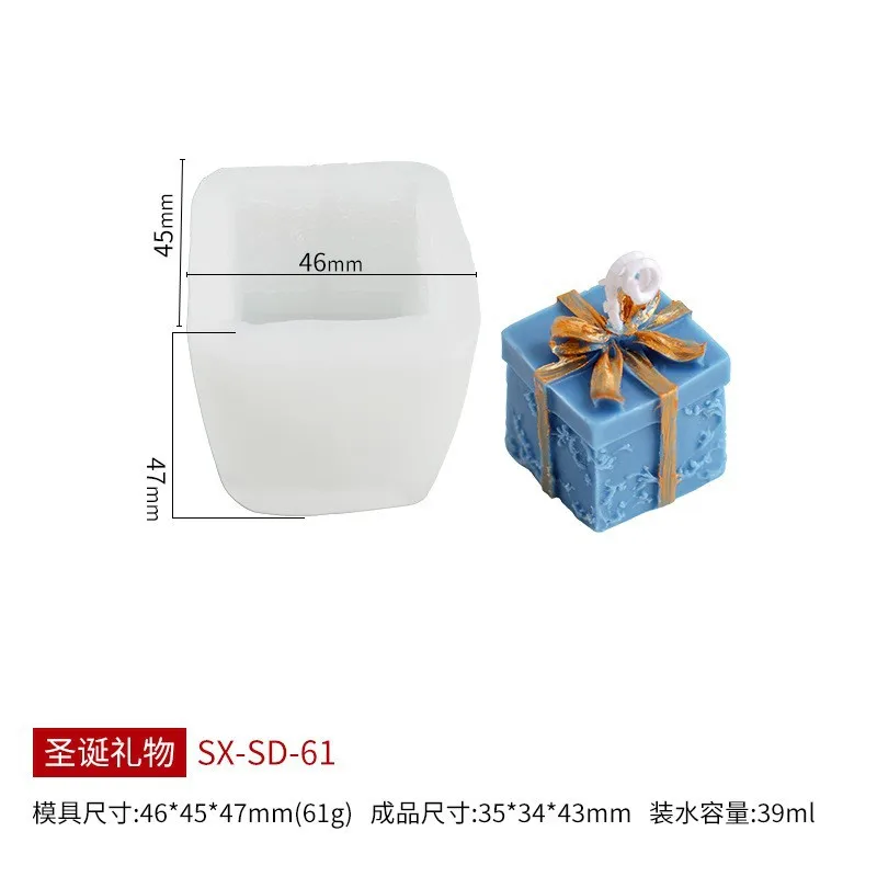 DIY Christmas Candle Molds for Candle Making Christmas Gift Box Scented Candle Mold Bow Gift Box Fondant Silicone Mold Decor