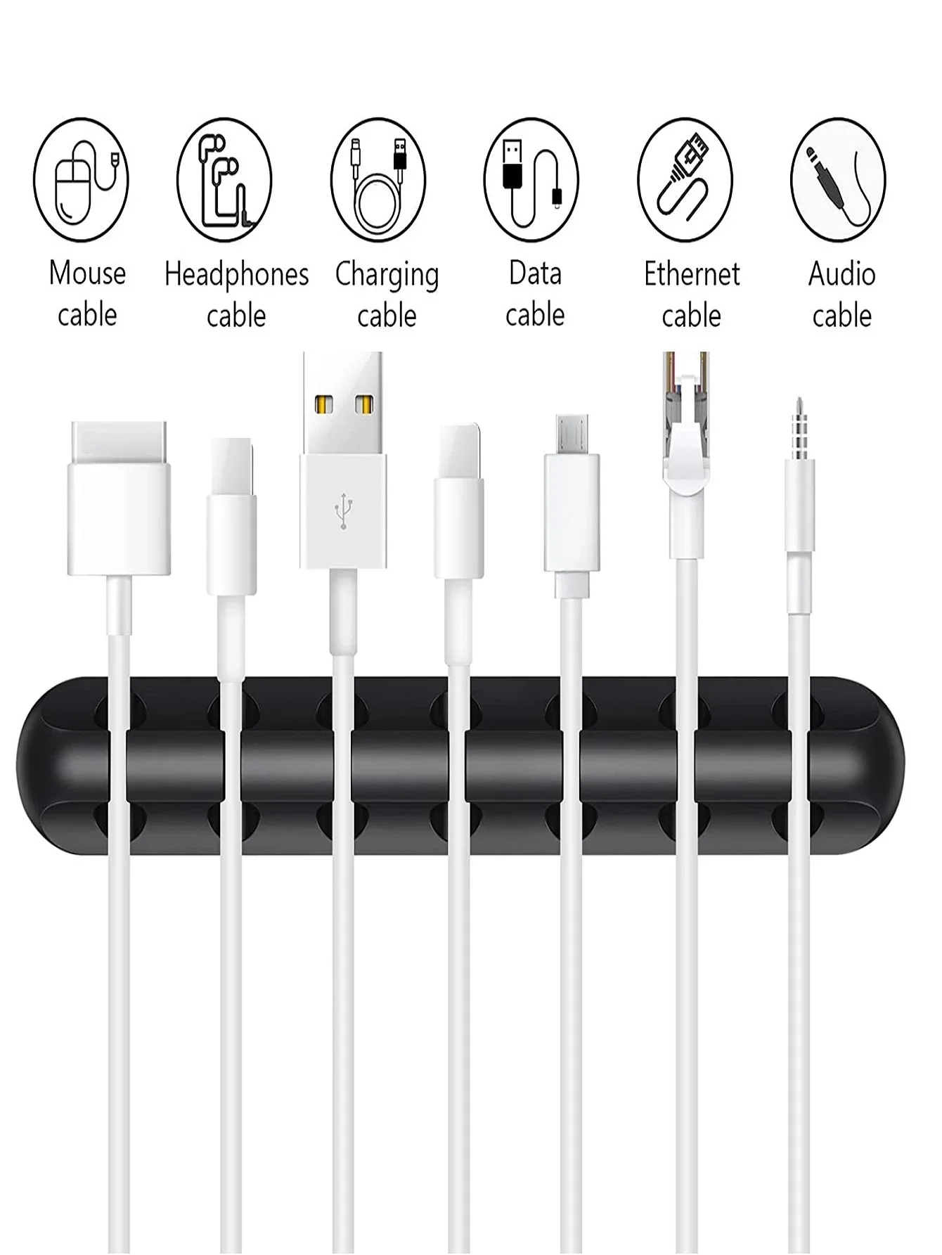 1pc Self-Adhesive Cable Organizer for Easy Wire and Data Cable Management 7 Hole Black Wire Clips and Network Clamps cable organizer