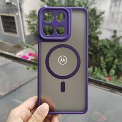 Luxury Matte Magnetic Translucent Case with Wireless Charging Cover for Moto Edge 2025 (Purple)