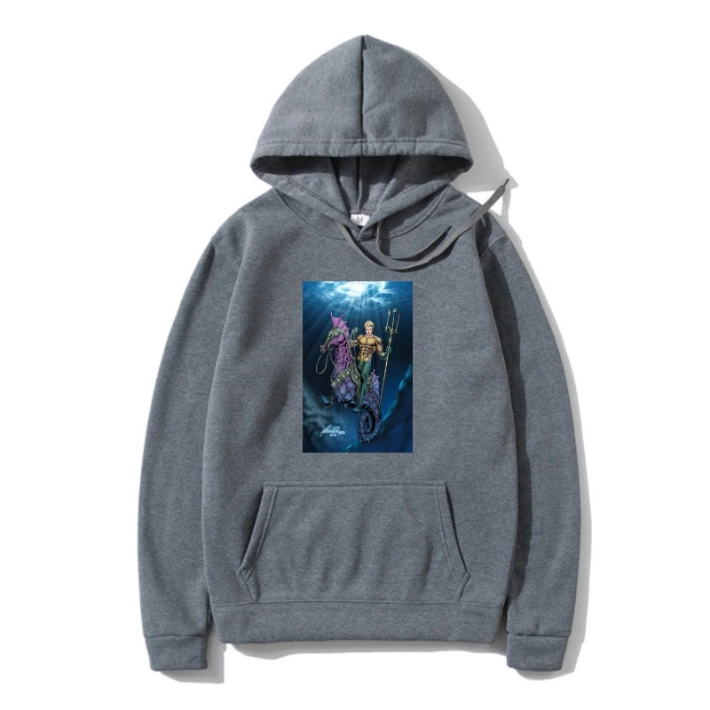 Aquaman On Hippopotamus Felpe Con Cappuccio-Aquaman Hoody-Superhero Birthday Man Comics Pullover-Aquaman Costume Hoodys Hoody Plus Autunno