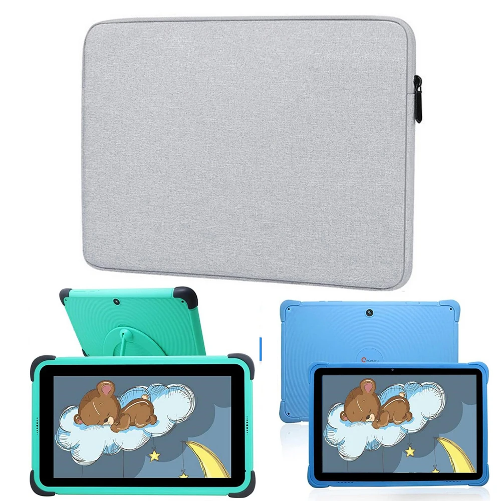

for CWOWDEFU Kids Tablet Bag Waterproof Canvas Sleeve Anti-Drop Anti-Scratch Zip Pouch Suede Lining Carry Cases Handbag