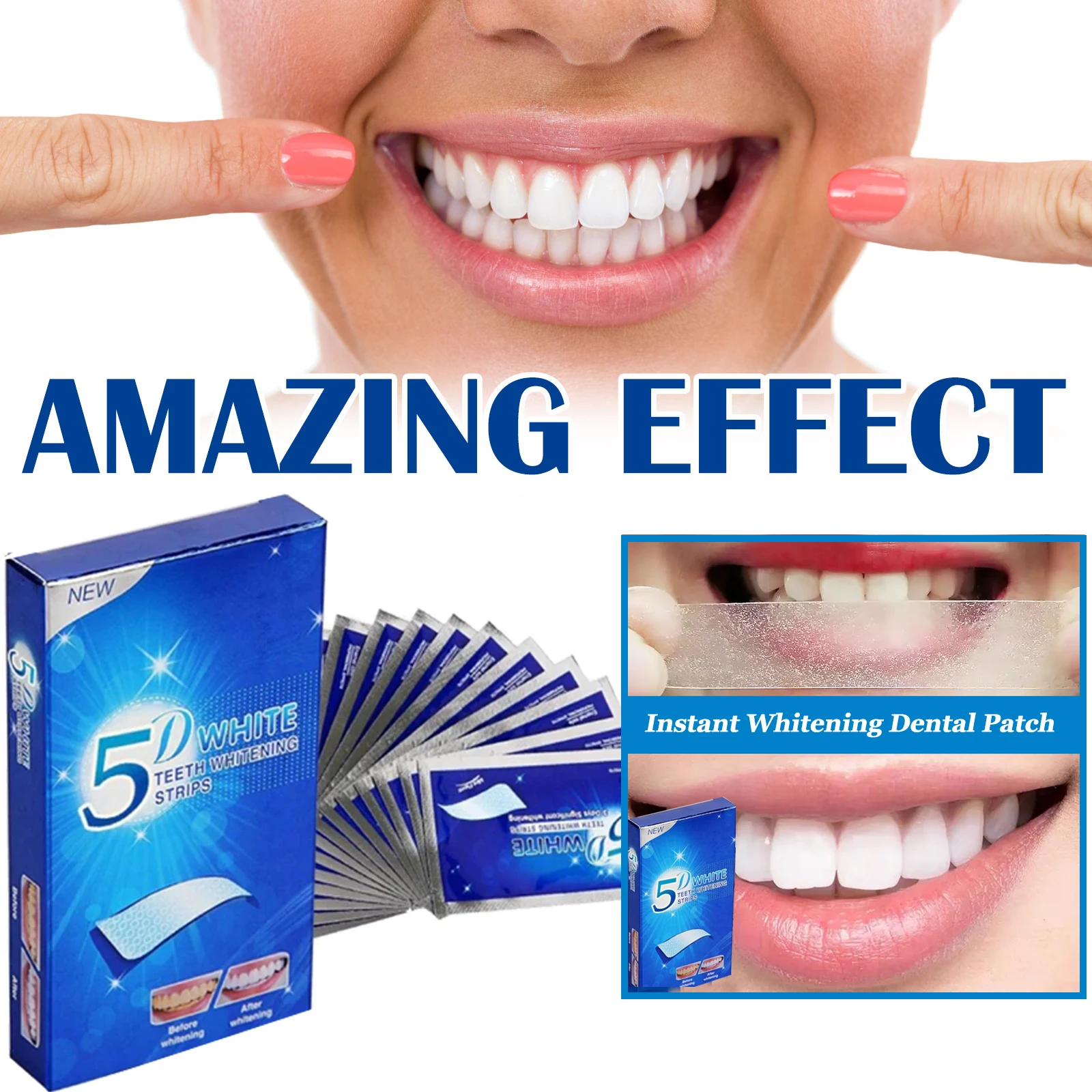 

14pcs/box 5D Teeth Whitening Strips Toothpaste White Tooth Care Gel Oral Hygiene Cleaning Dental Bleaching False Teeth Veneers