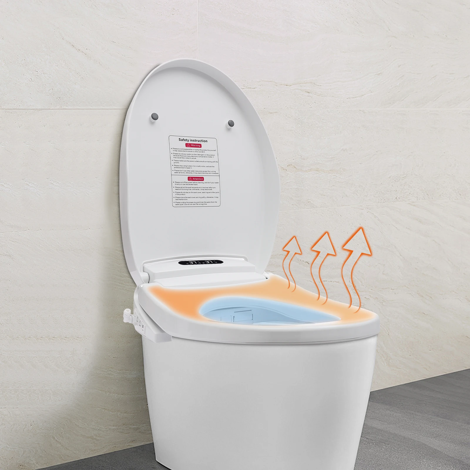 Intelligent Toilet Cover Seat Adjustable Seat Heating Function IPX4 Waterproof For Bathrooms, Toilets