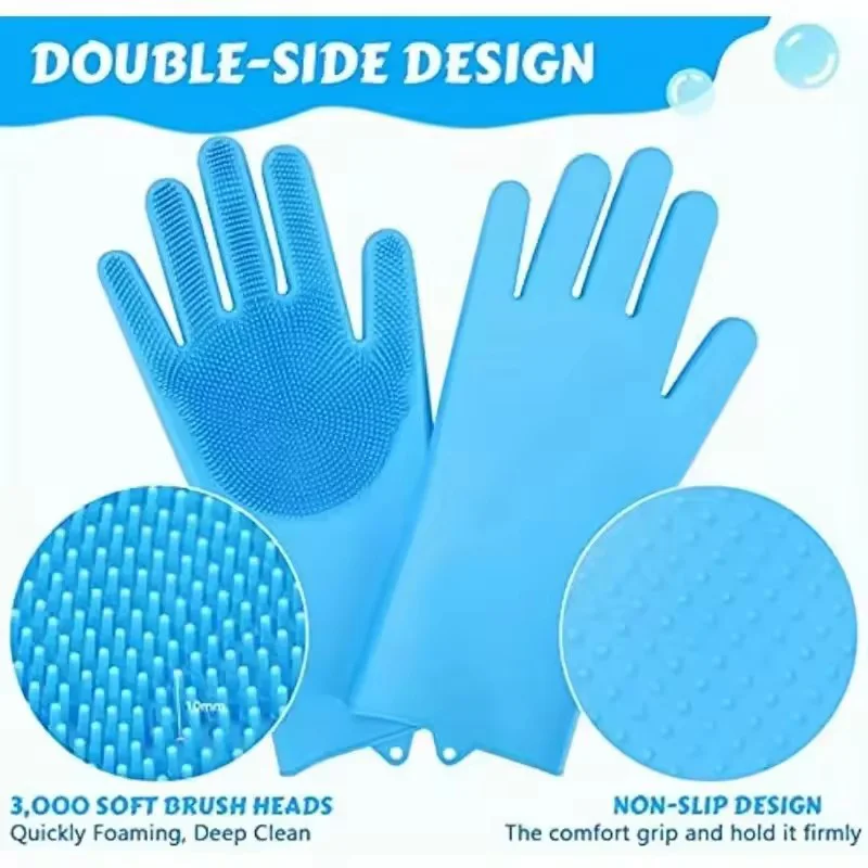 Versatile Pet Grooming and Cleaning Glove with Silicone Bristles