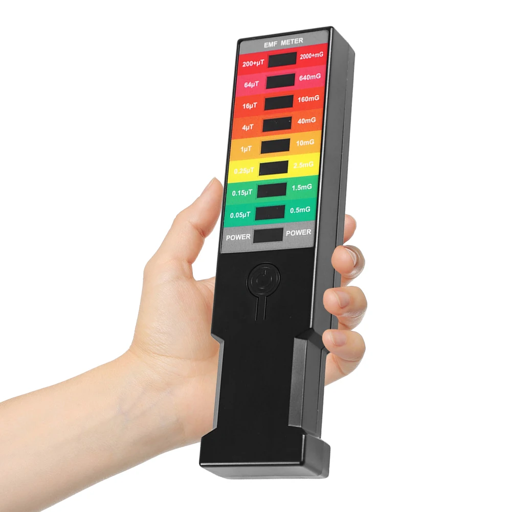 High Precision Electromagnetic Field Detector with 8 LED Radiation Dosimeter Compact Handheld Magnetic Field Monitor