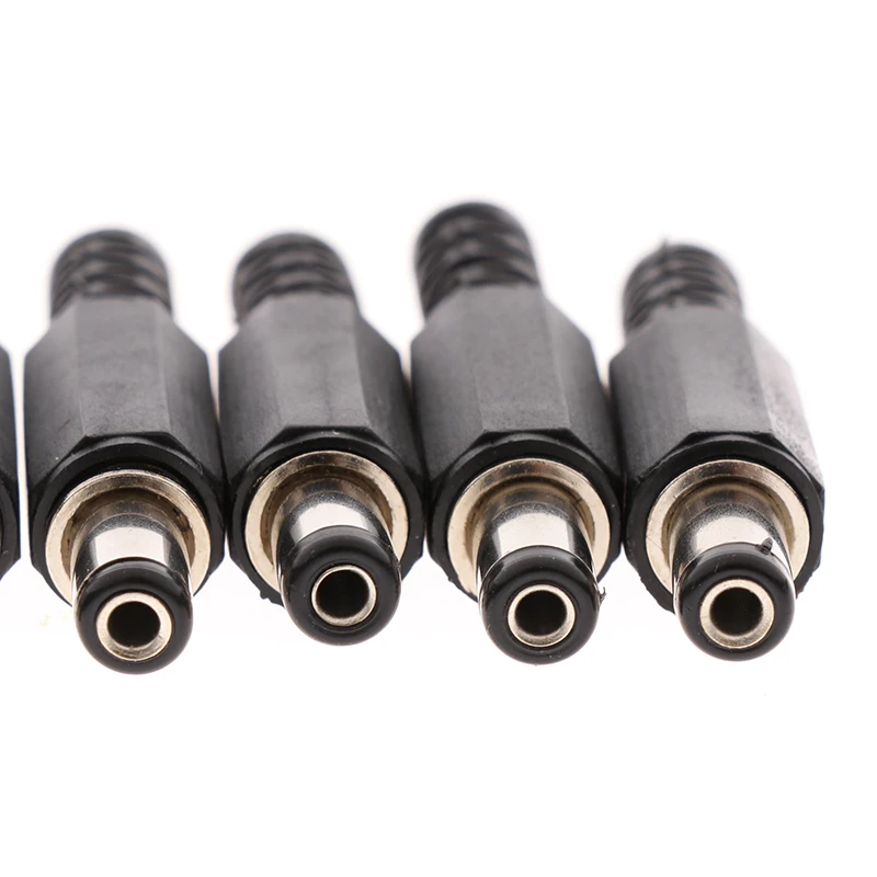 

5 Pair Plastic DC5V Male And Female 5.5*2.1mm Welded Female Socket Two Pin Round With Nut 12V DC Power Plug Socket Adapter