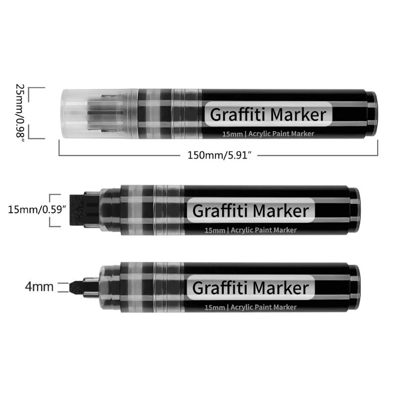 2개 낙서 마커 15mm 와이드 팁 DIY 그리기용 대형 아크릴 페인트 펜