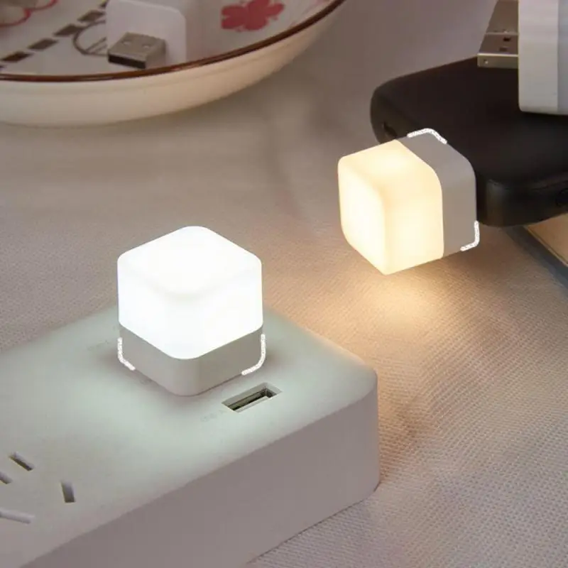 LED Light USB Night 5V Small Plug Lamp PC Mobile Power Charging Mini Book Eye Protection Square Reading