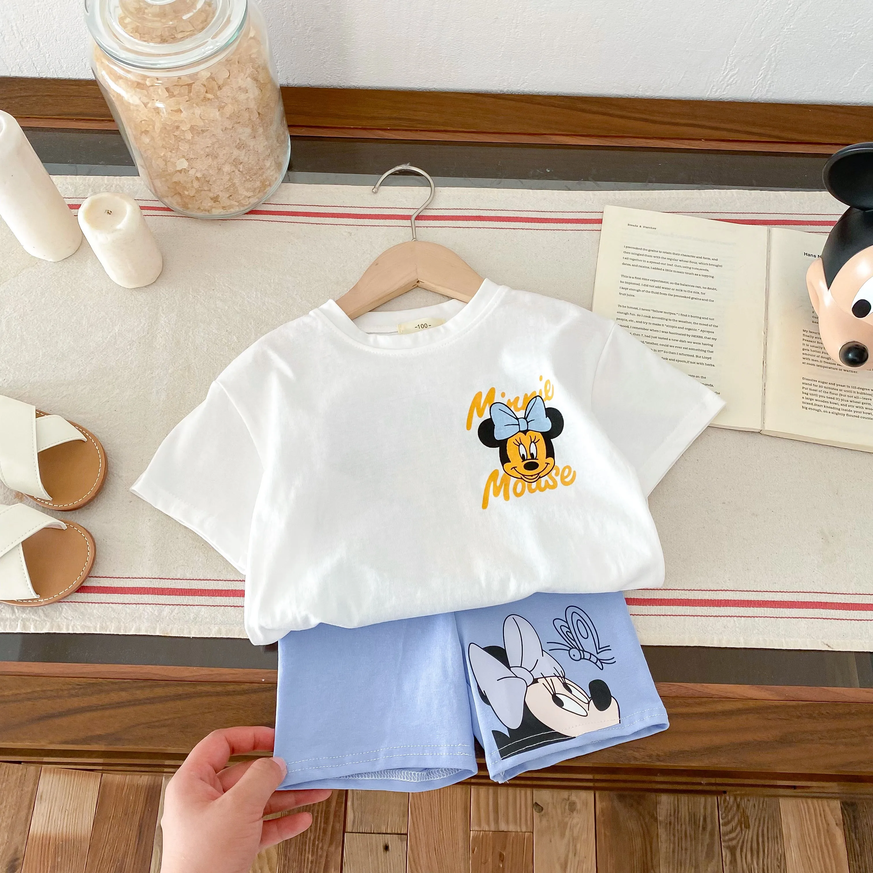 Minnie Set For Girl Clothes Summer Short Sleeve 2piece Outfits Toddler Costume Disney Cartoon Casual Suit Popular Design Brand 2