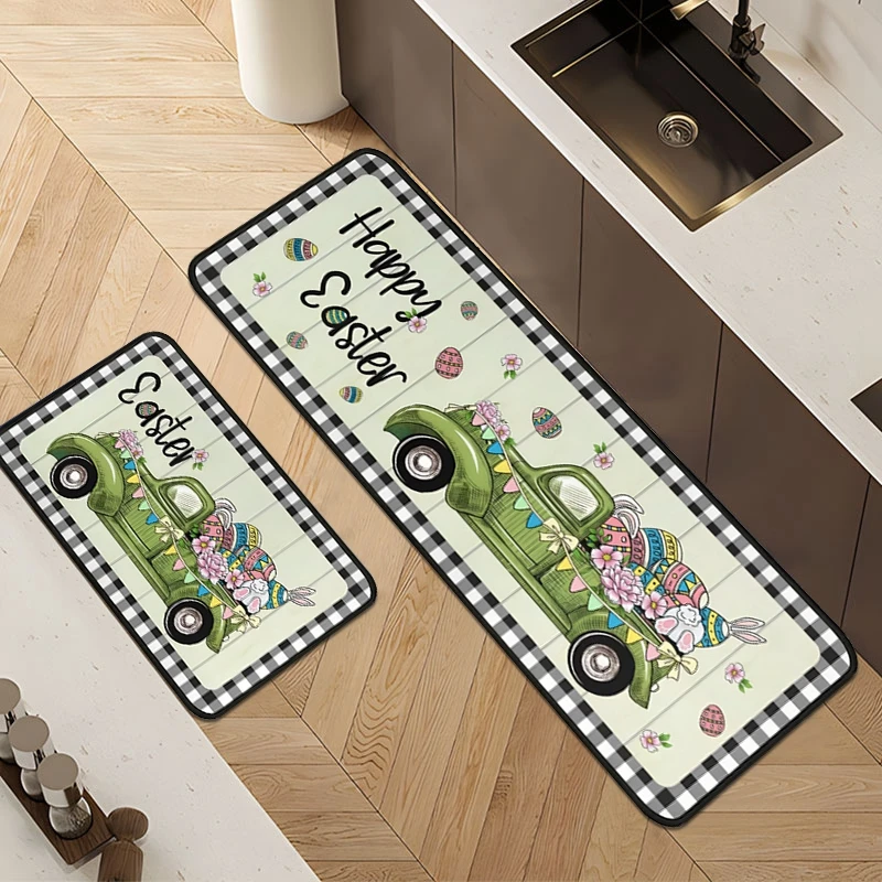 Printed Kitchen Floor Mats Easter Anti Slip Doormat Long Hallway Rug Kitchen Carpets Bathroom Rugs Living Room Home Decor floor mat