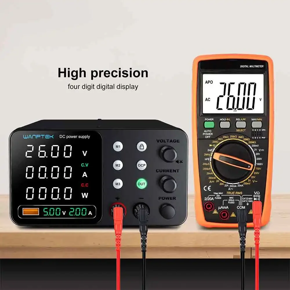 Wanptek 30V 5A 10A 60V 5A 120V 3A Lab DC Power Supply Adjustable Digit Display Memory Function Power Supplies Voltage Regulator