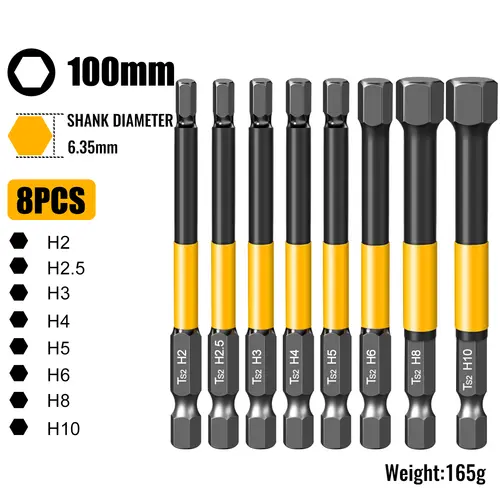 Allen Wrench Drill Bit Hex Driver Bits Set 50/100/150mm H1.5-H10mm with Magnetic Grip and Slip Design for Secure Screw Holding - Image 13
