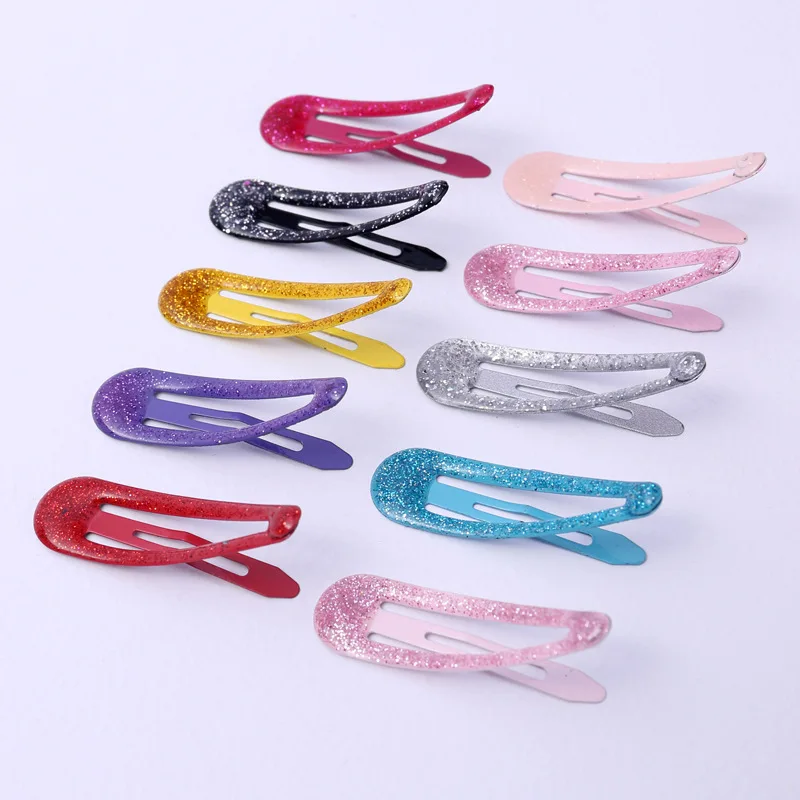 10/20pcs 5cm Color Glitter Hairpins Metal Barrette BB Hair Clips Kids Children Baby Girls Snap Pins Women Hair Accessories