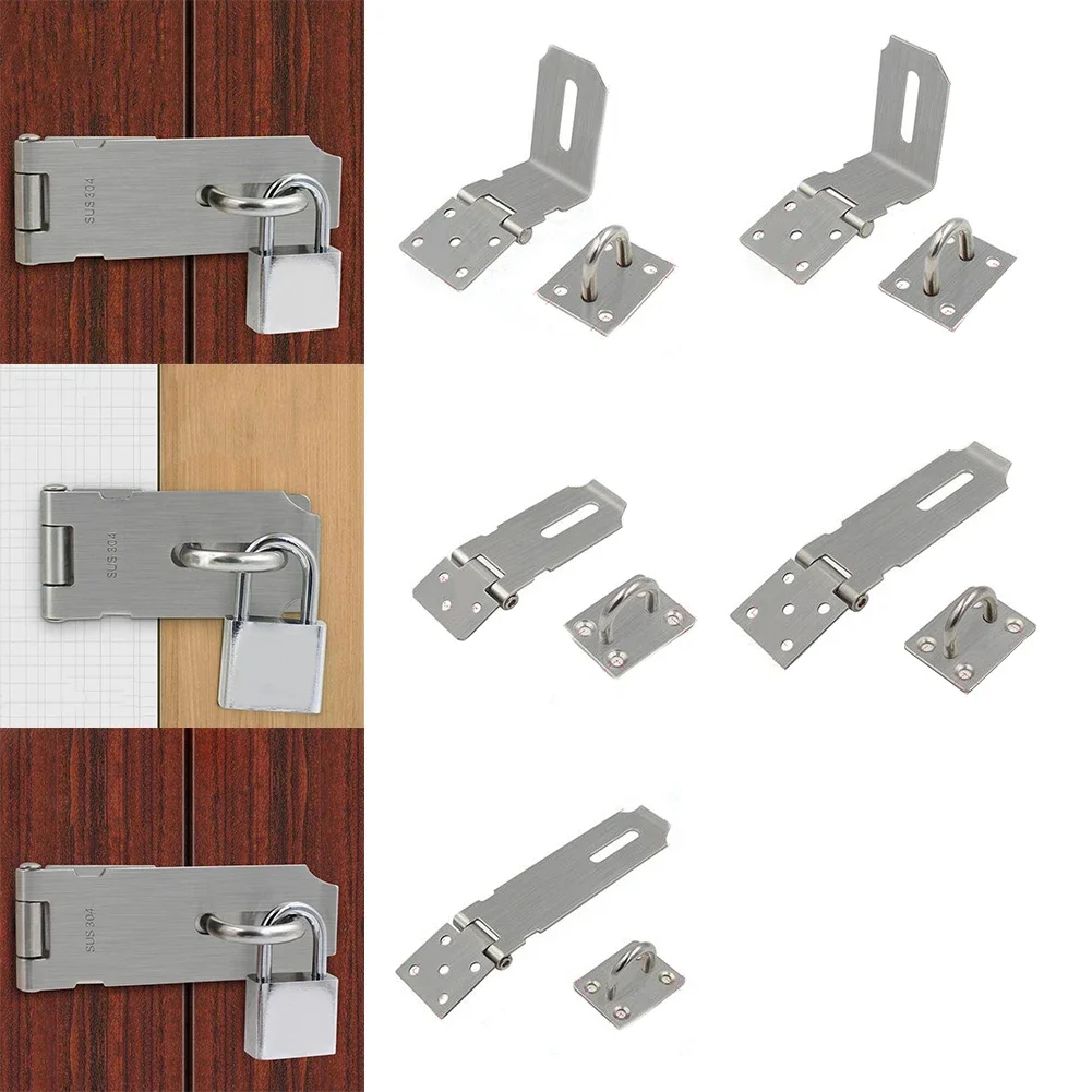 Description Picture 3 of itemStainless Steel Door Clasp Lock Shed Latch Padlock Hasp Gate Bolt Household Burglar-Proof Hardware For Wood Door