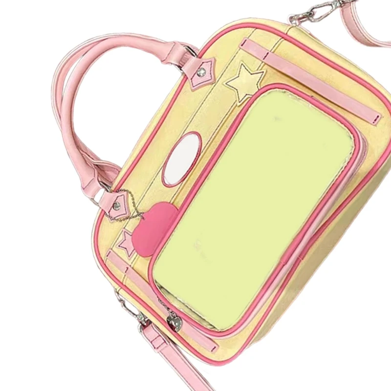 Japanese School Girl Crossbody Bag Student Anime Book Bag Transparent Shoulder Handbag Bag with Top Handle E74B