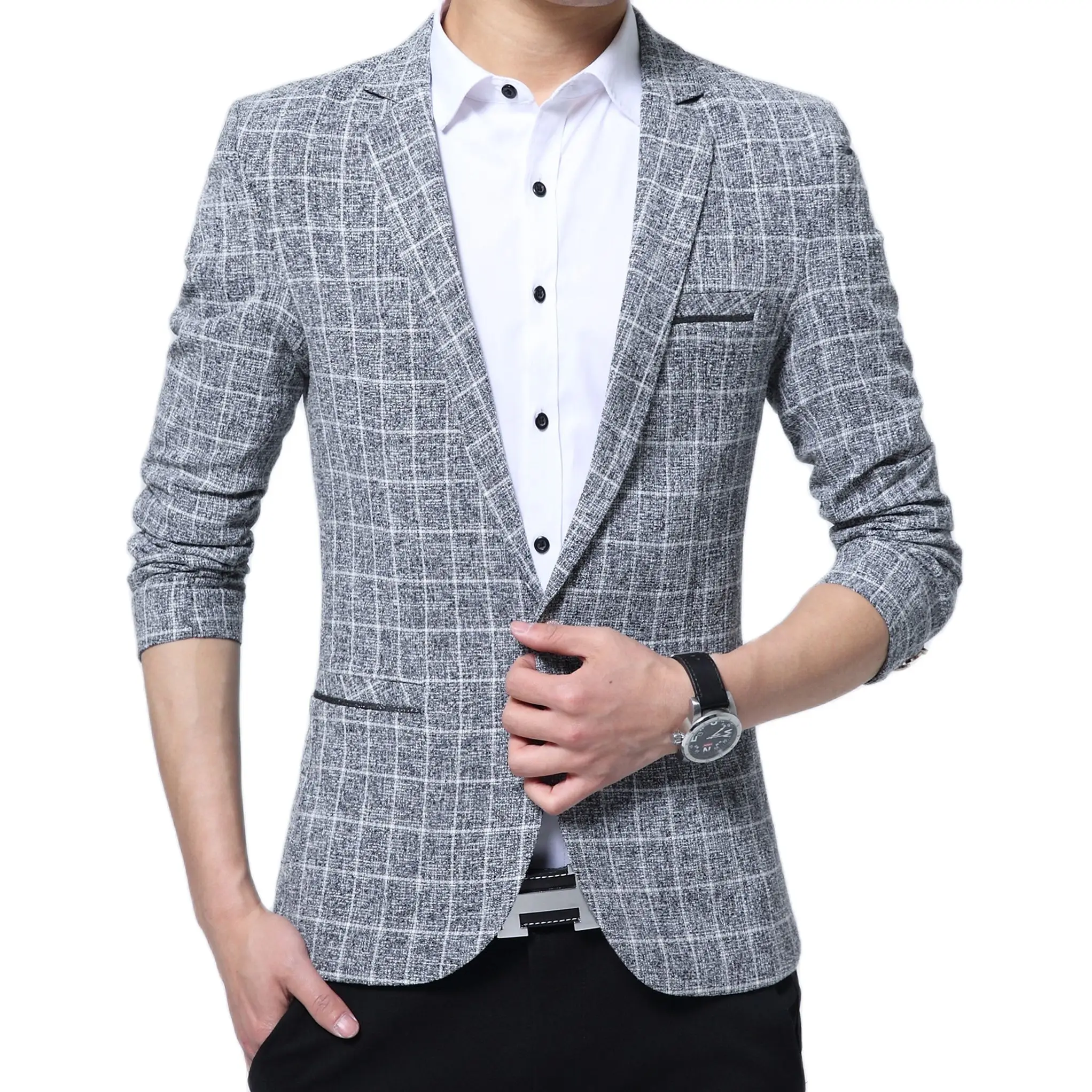 

blazer masculino 2023 Winter New Fashion Plaid knitting blazer men Casual Slim Men Social Business terno masculino jacket