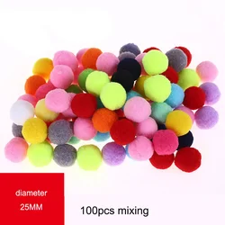 Mixed Size Fluffy Soft Pom Poms for DIY Crafts and Home Decor (25mm 100pcs Mixed)