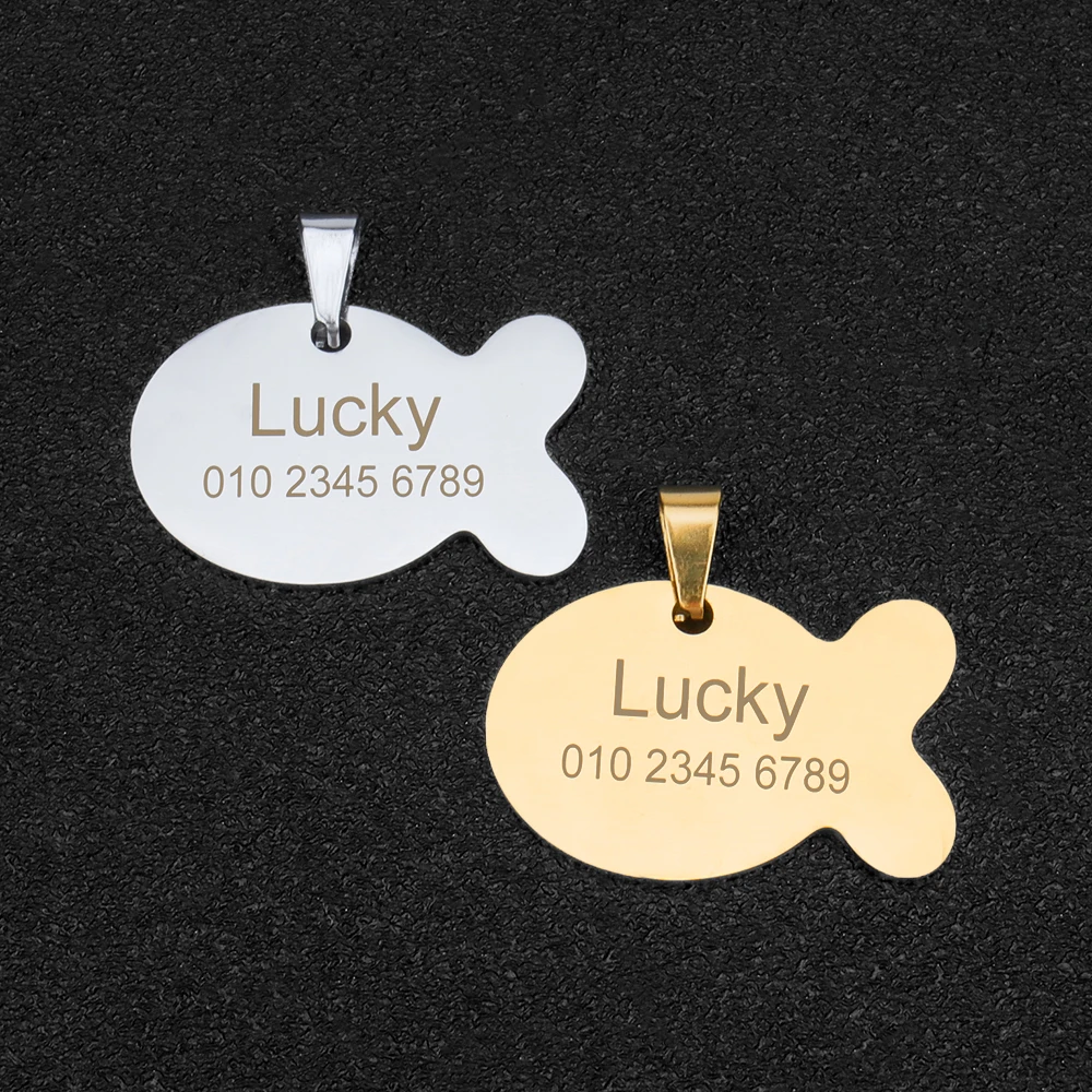 Title 13, Cute Fish Anti-lost Cat Collar ID Tags Collar E...
