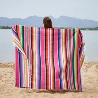 American Mexican Rainbow Striped Blanket, Cotton Party Table Runner, Sofa Cobertor, Hanging Tapestry, Bed, Plane, Tassel, Travel 2