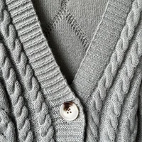 Warm V-neck Long Sleeve Knitted Cardigans Women Autumn Winter Solid Casual TTPD Sweater Coat 2